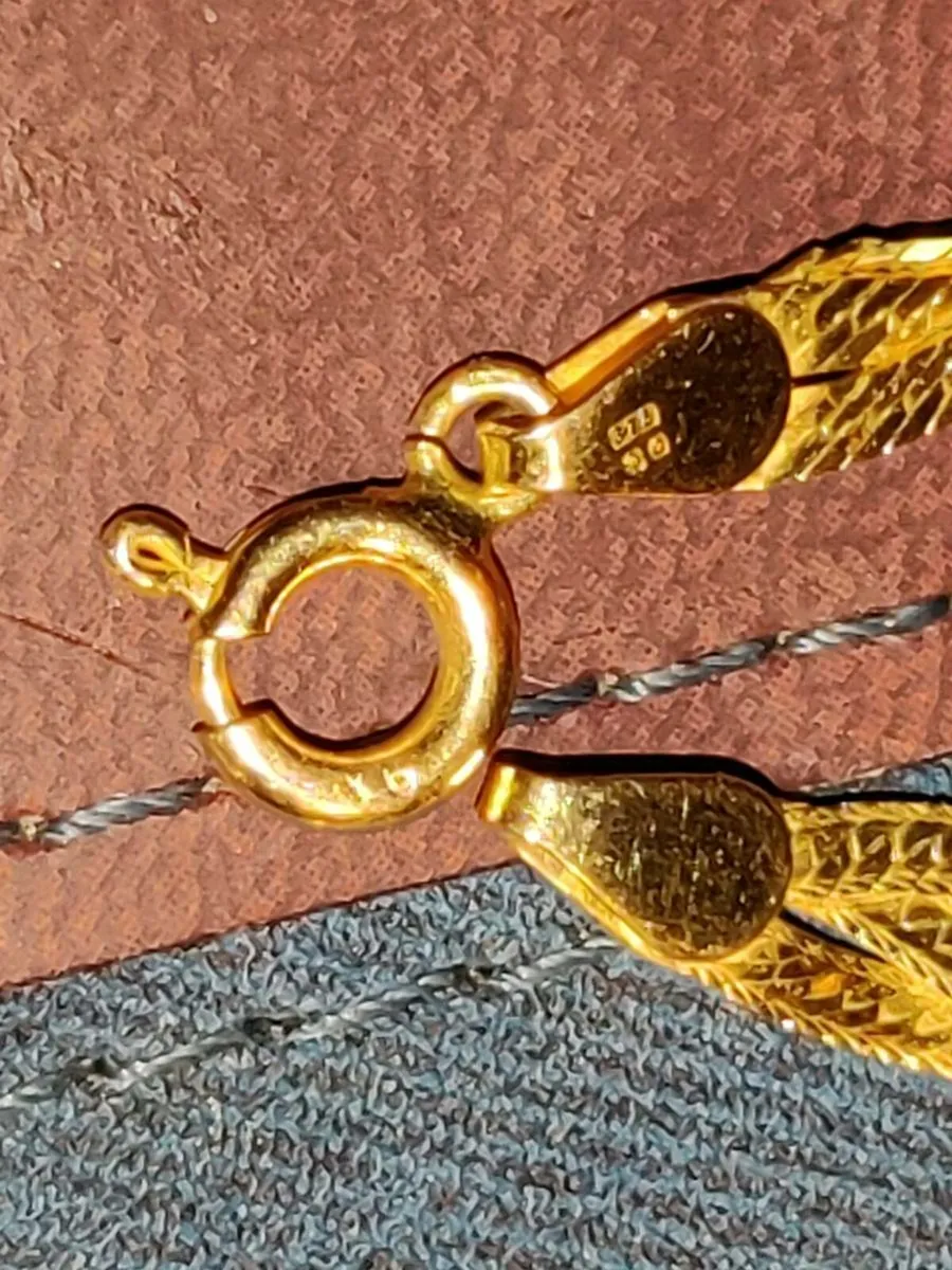 DOUBLE PLAID HEART, 9CT Gold 6.41 Gram 18"Chain ! - Image 2