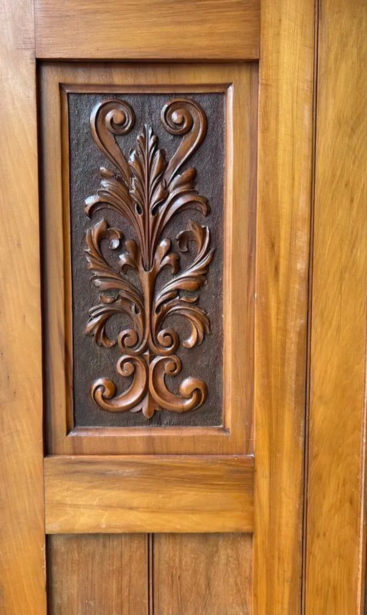 Antique Wardrobe 1911 Solid Wood with Original Hardware - Image 2