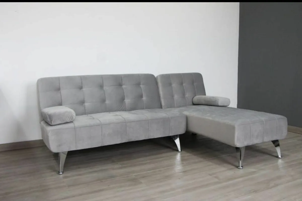 Grey Velvet Nordic Comfort Chaise Sofa, 198cm - Image 2