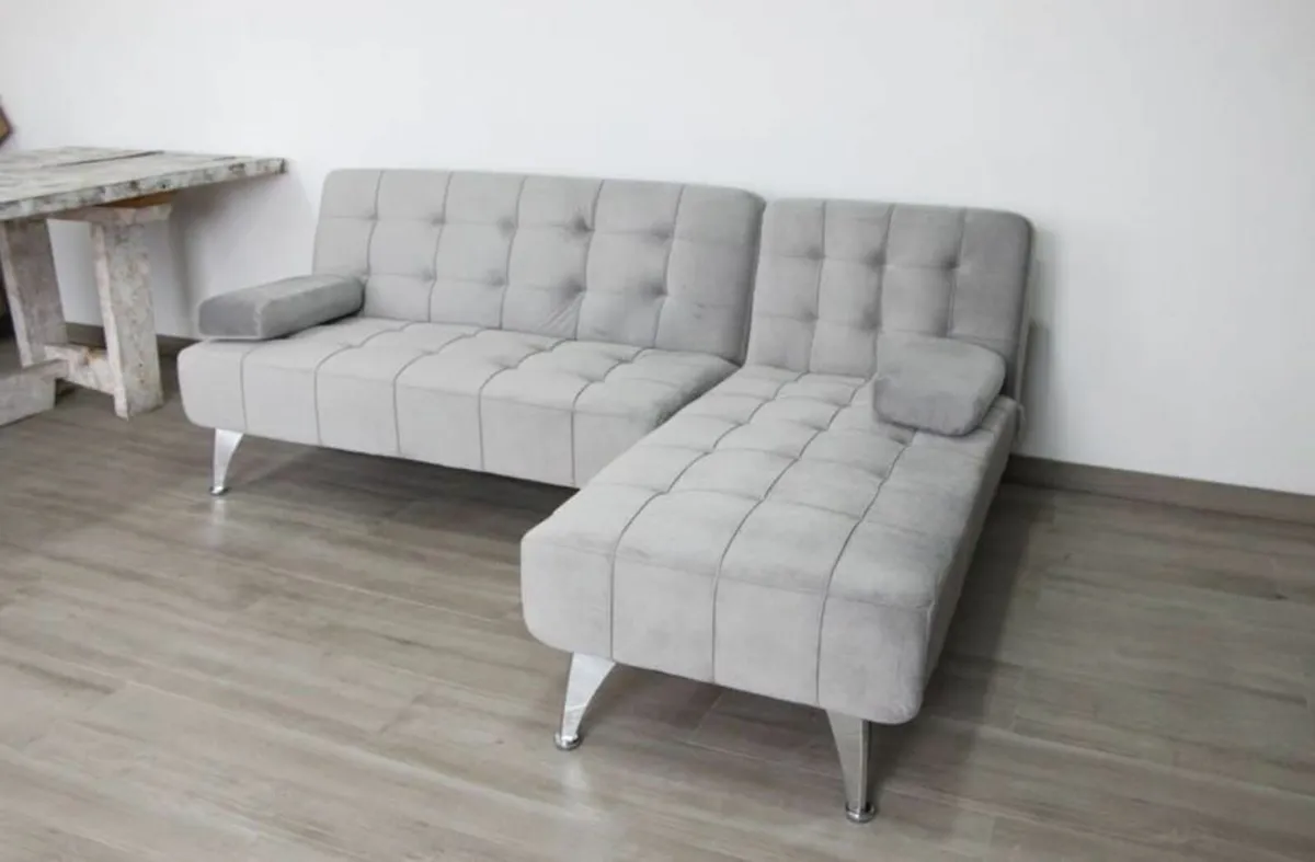 Grey Velvet Nordic Comfort Chaise Sofa, 198cm - Image 4