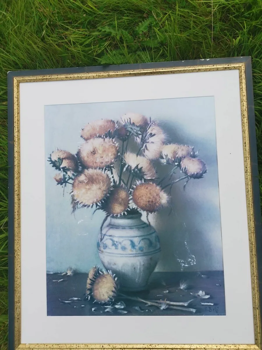 Beautiful Vintage Sunflower Painting For Sale - Image 1