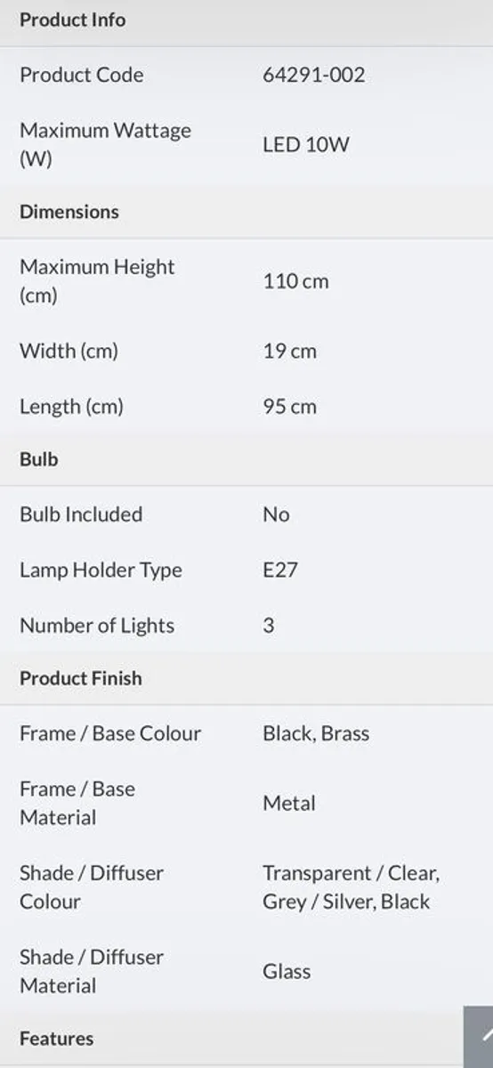 3 Light  Over Island/Table - Image 1
