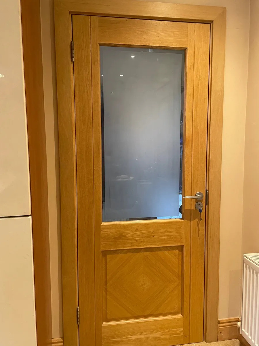 Solid Oak Doors with Frosted Glass Pane - Image 3