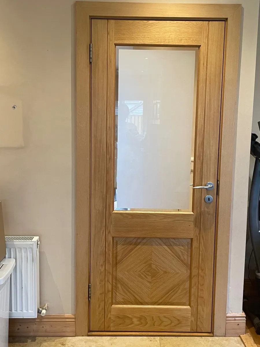 Solid Oak Doors with Frosted Glass Pane - Image 4