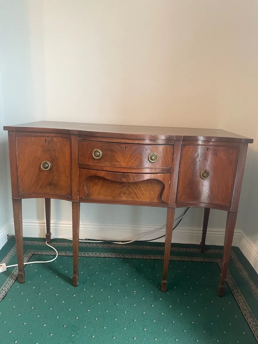 Bow Fronted Cabinet, Mahogany Hall Table, Oak Coff - Image 1