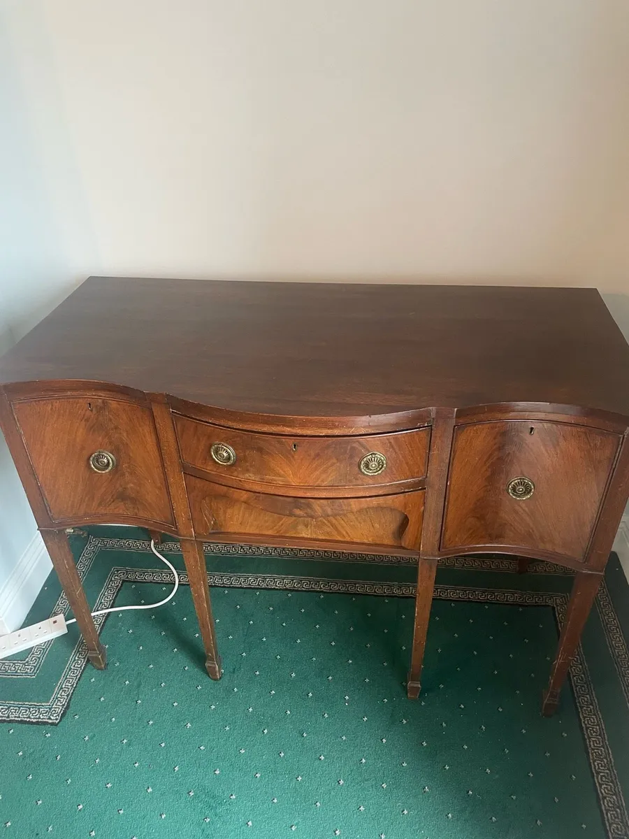 Bow Fronted Cabinet, Mahogany Hall Table, Oak Coff - Image 2