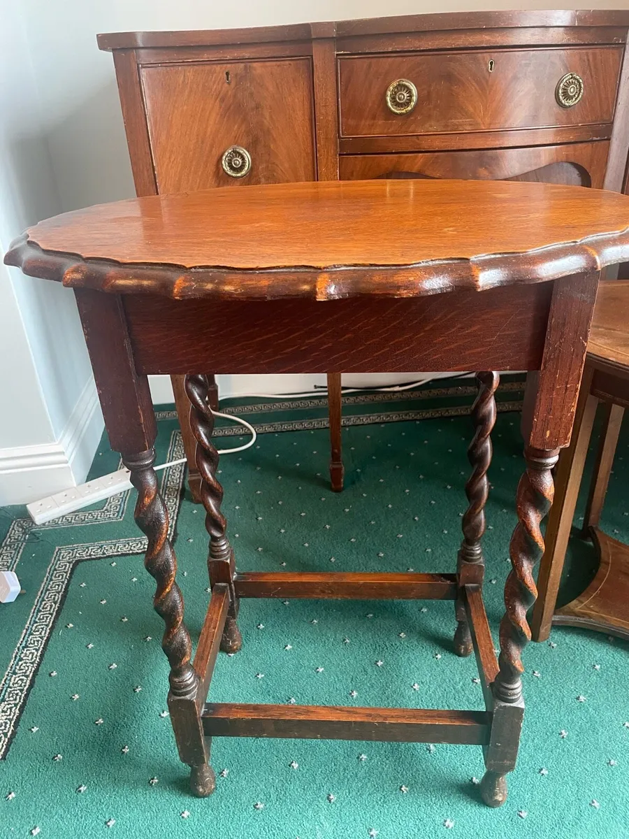 Bow Fronted Cabinet, Mahogany Hall Table, Oak Coff - Image 4