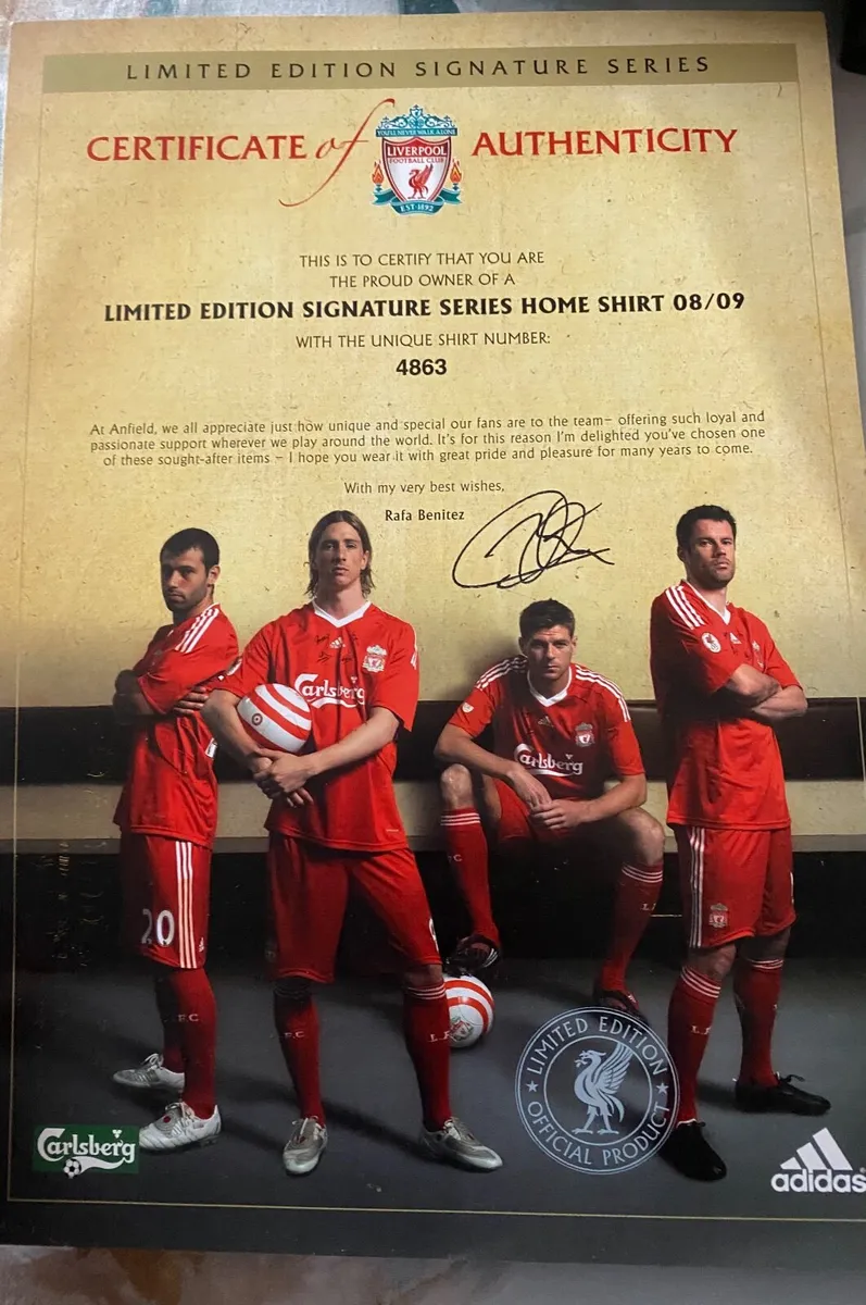Liverpool 08/09 home shirt signed and boxed - Image 3