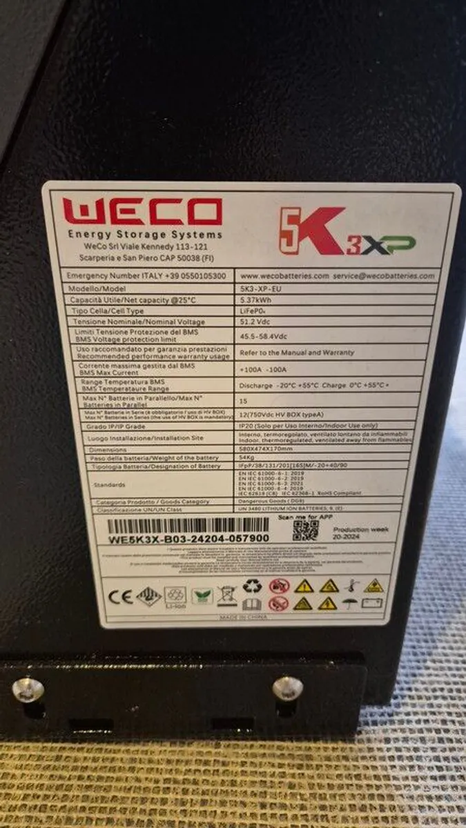 Weco 5.3 kwh Solar Storage LiFePO4 Battery - Image 2