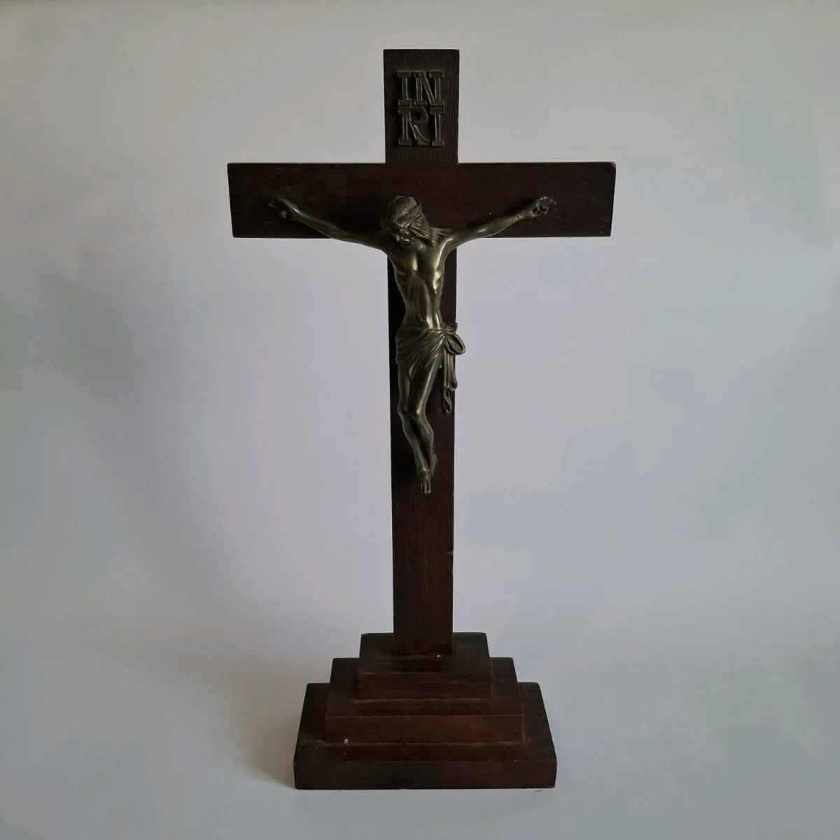 Large Wooden Crucifix With Metal Corpus - Image 1