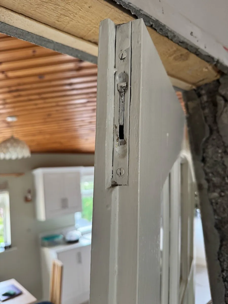 Solid wood double door with glass panels - Image 4