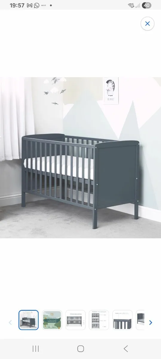 Baby Elegance  Grey Cot - Image 1