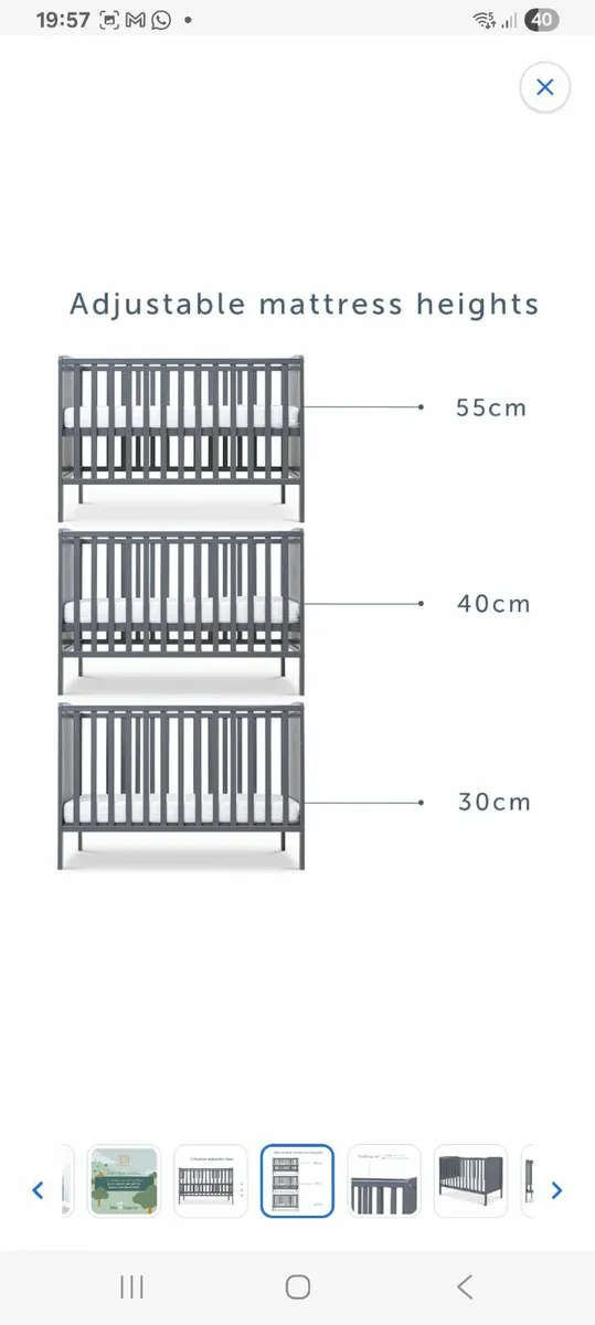 Baby Elegance  Grey Cot - Image 2