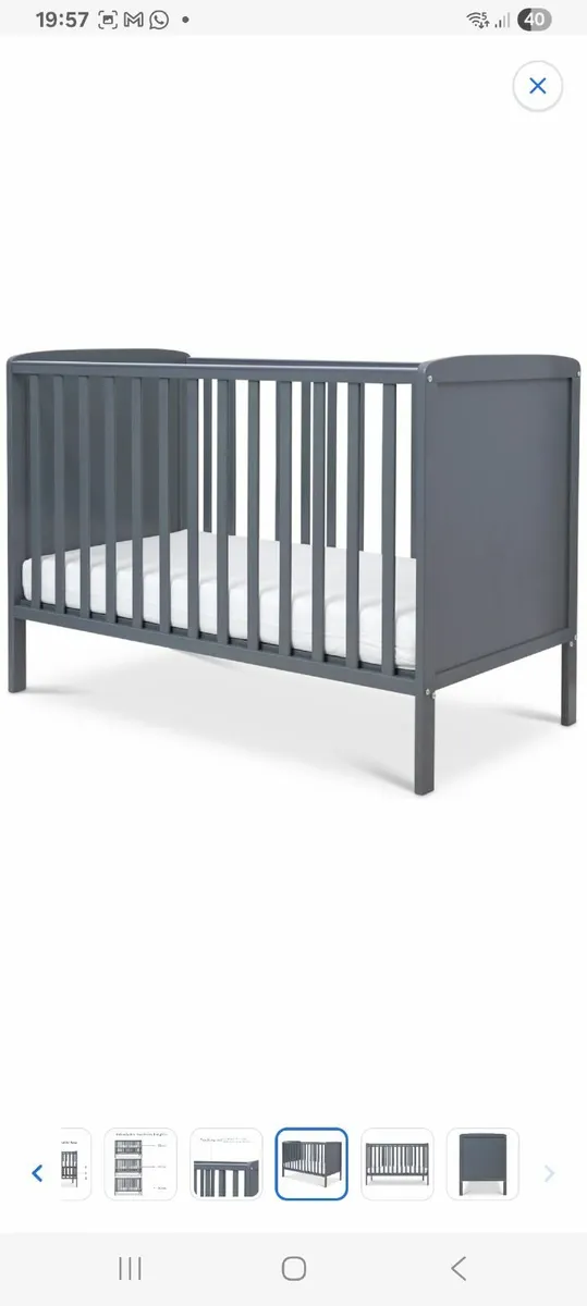 Baby Elegance  Grey Cot - Image 3