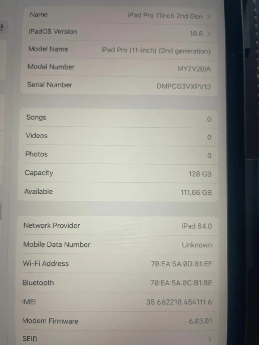 iPad Pro 11" - 2nd Gen - 128GB - Cellular & Wifi - Image 4