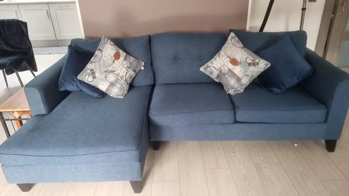 Navy 3 seater sofa - Image 2