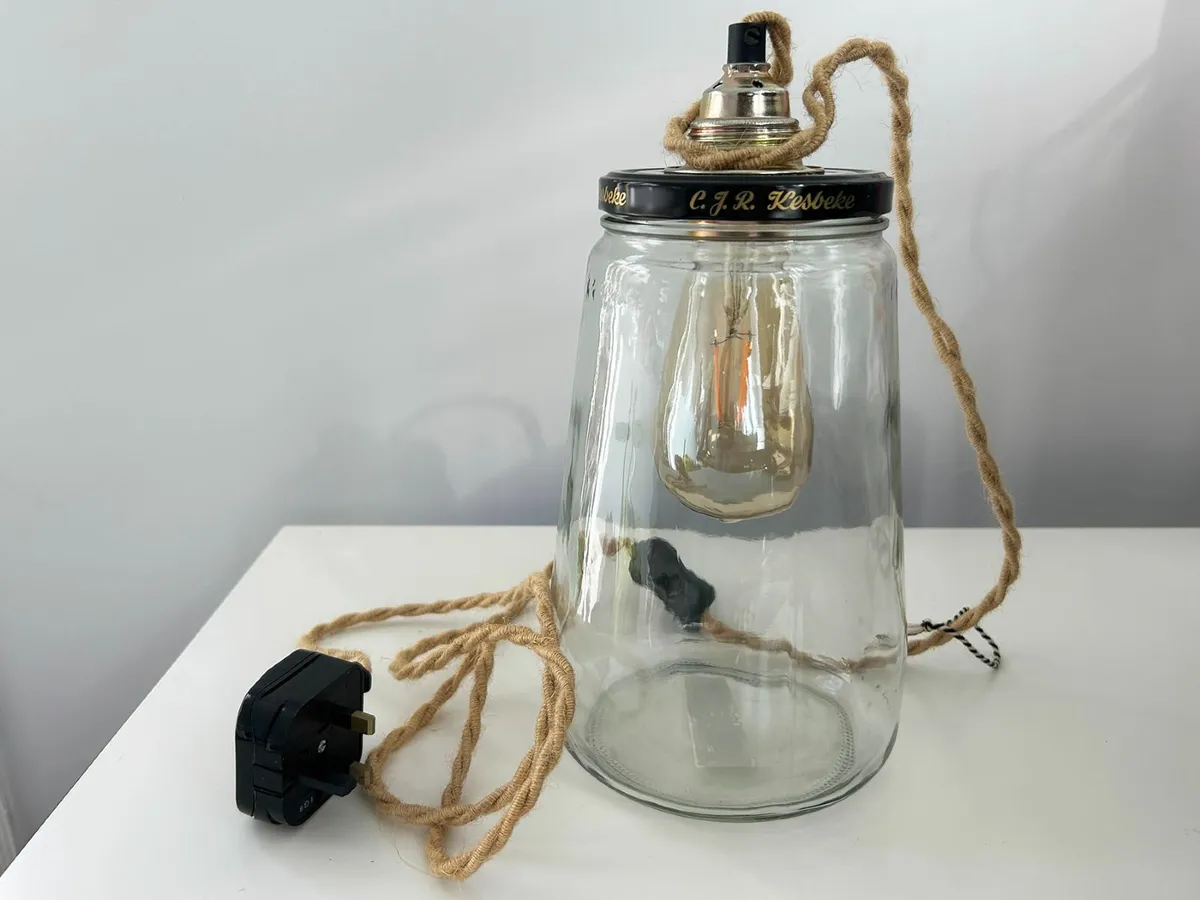 Large Pickle Jar Lamp with Natural Rope Cord - Image 2