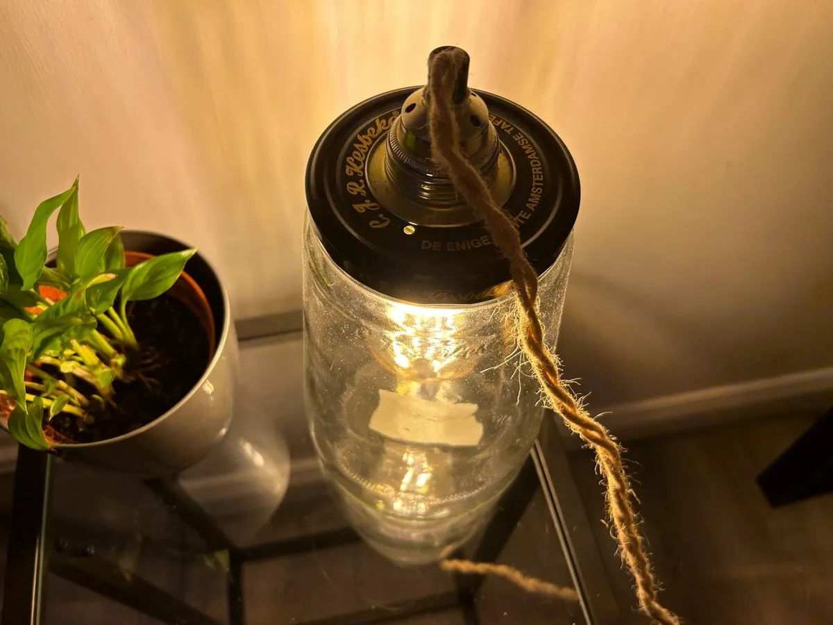 Large Pickle Jar Lamp with Natural Rope Cord - Image 4