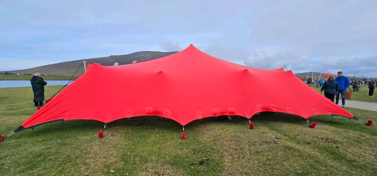 Used Red 10x7.5m Stretch Tent For Sale - Image 2