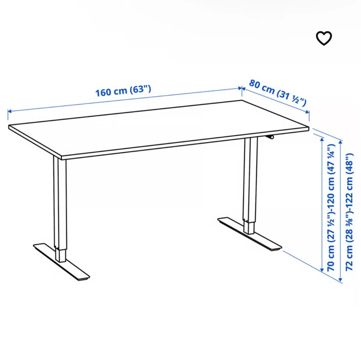 IKEA Standing/Sitting White Desk - Image 4