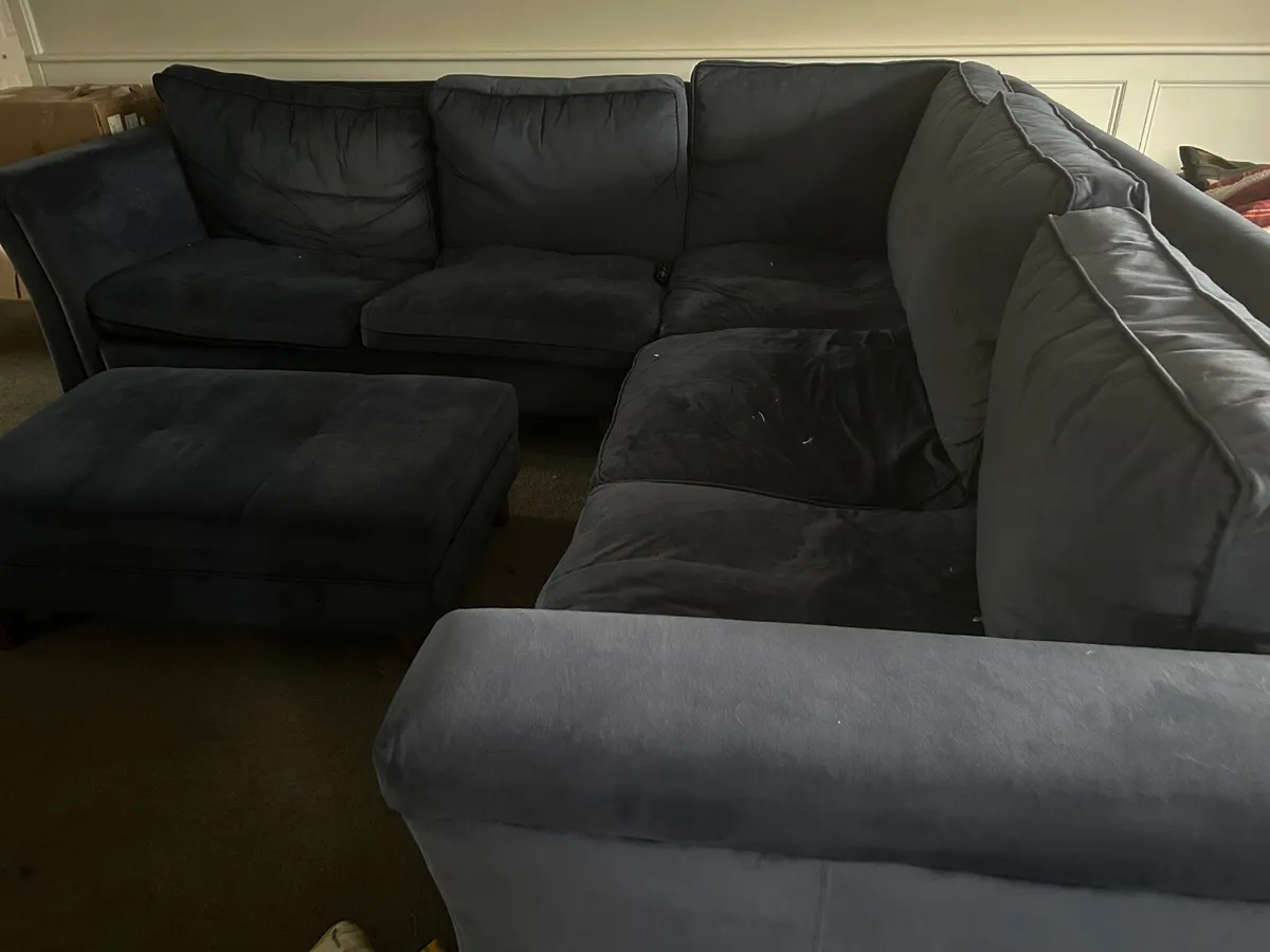 Large Navy Corner Couch - Image 1