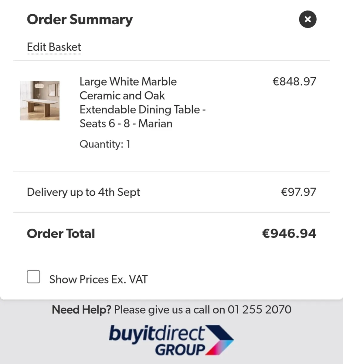 White Marble Ceramic + Oak Extendable Dining Table - Image 4