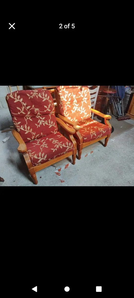 Pine armchairs x 2