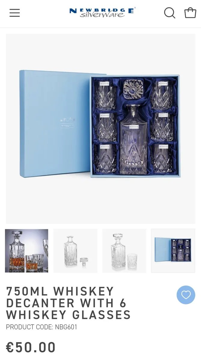 Whiskey Decanter with 6 Whiskey Glasses - Image 1