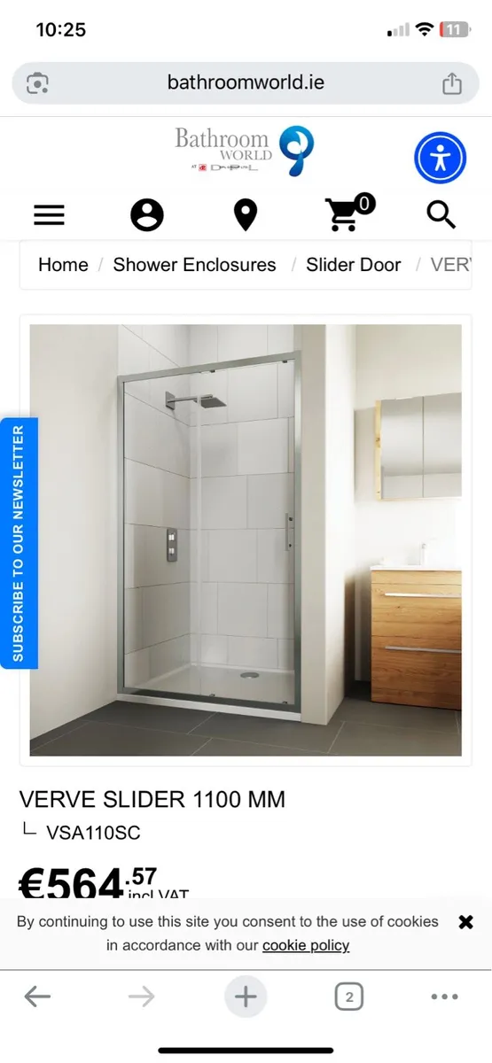 Flair verge sliding shower door 1050mm -1100mm - Image 1