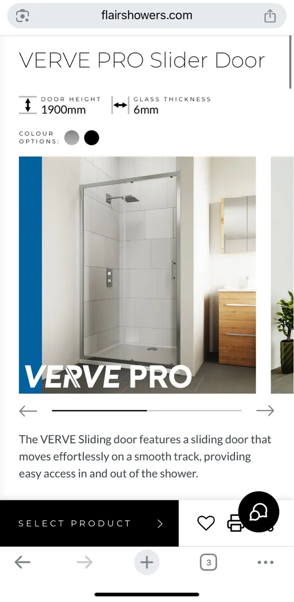 Flair verge sliding shower door 1550mm -1600mm - Image 1