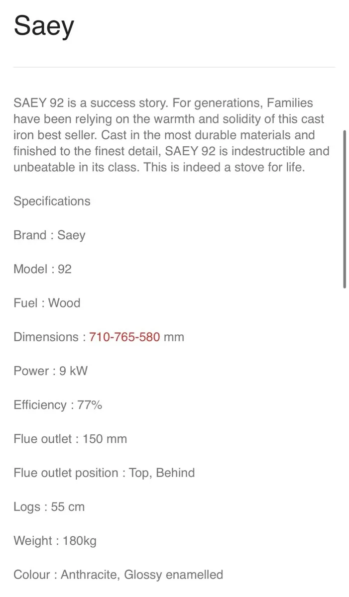 Saey wood burning stove - Image 4