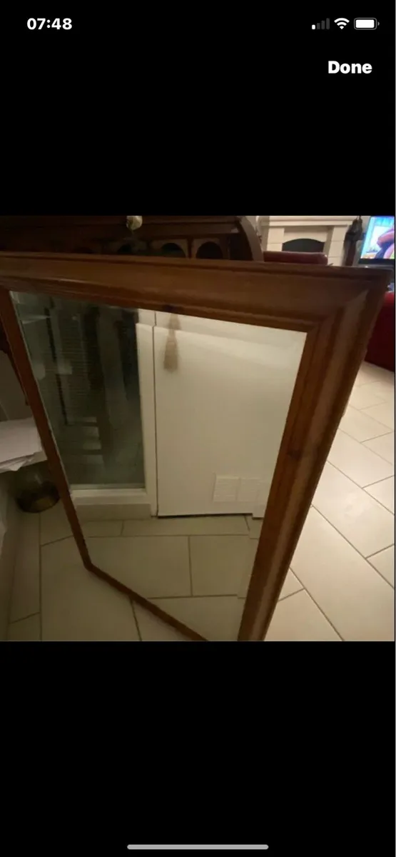 Large Timber Framed Bevelled Mirror - Image 1