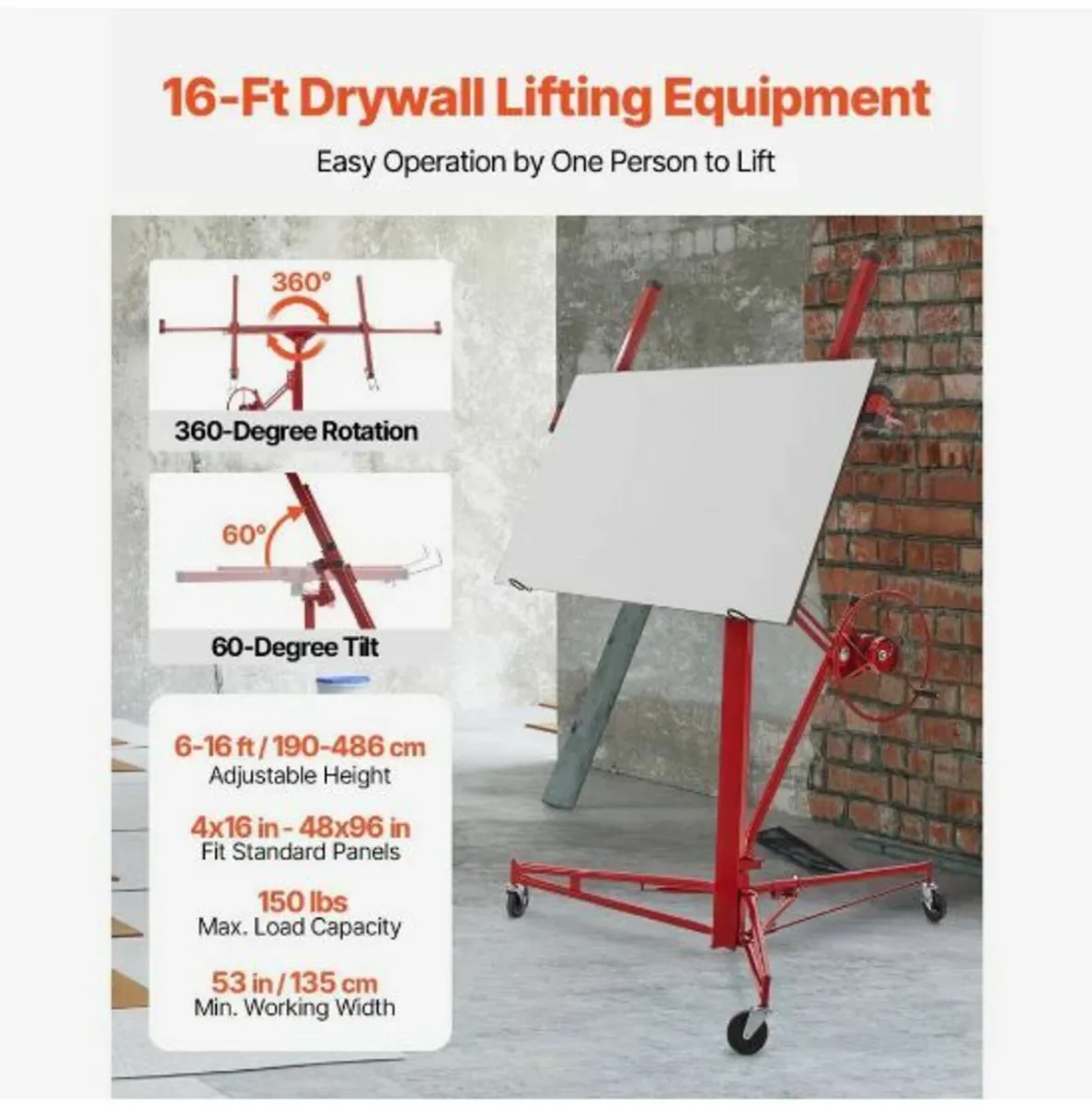 Drywall Rolling Lifter Panel, 16ft - Image 3