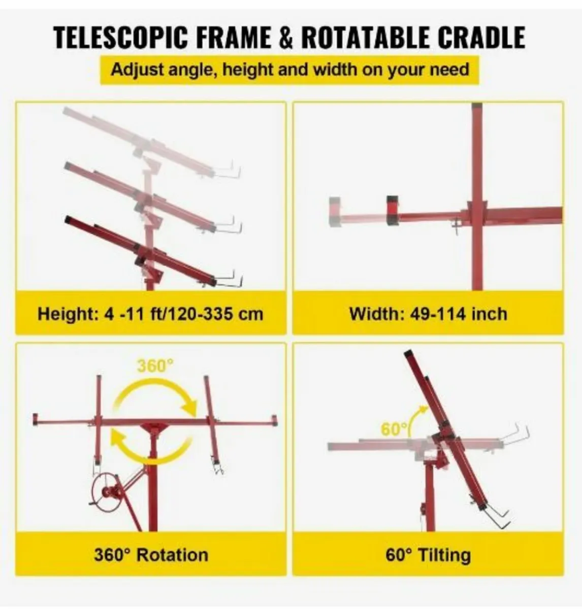 Drywall Rolling Lifter Panel, 335.3 cm - Image 3