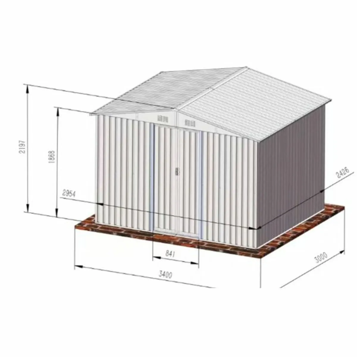 Metal 8x10FT Garden Shed – White - Image 2