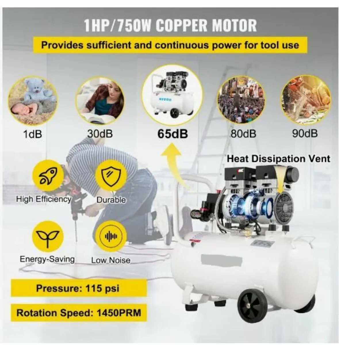 Air Compressor 41.6 L, Ultra Quiet Air - Image 3