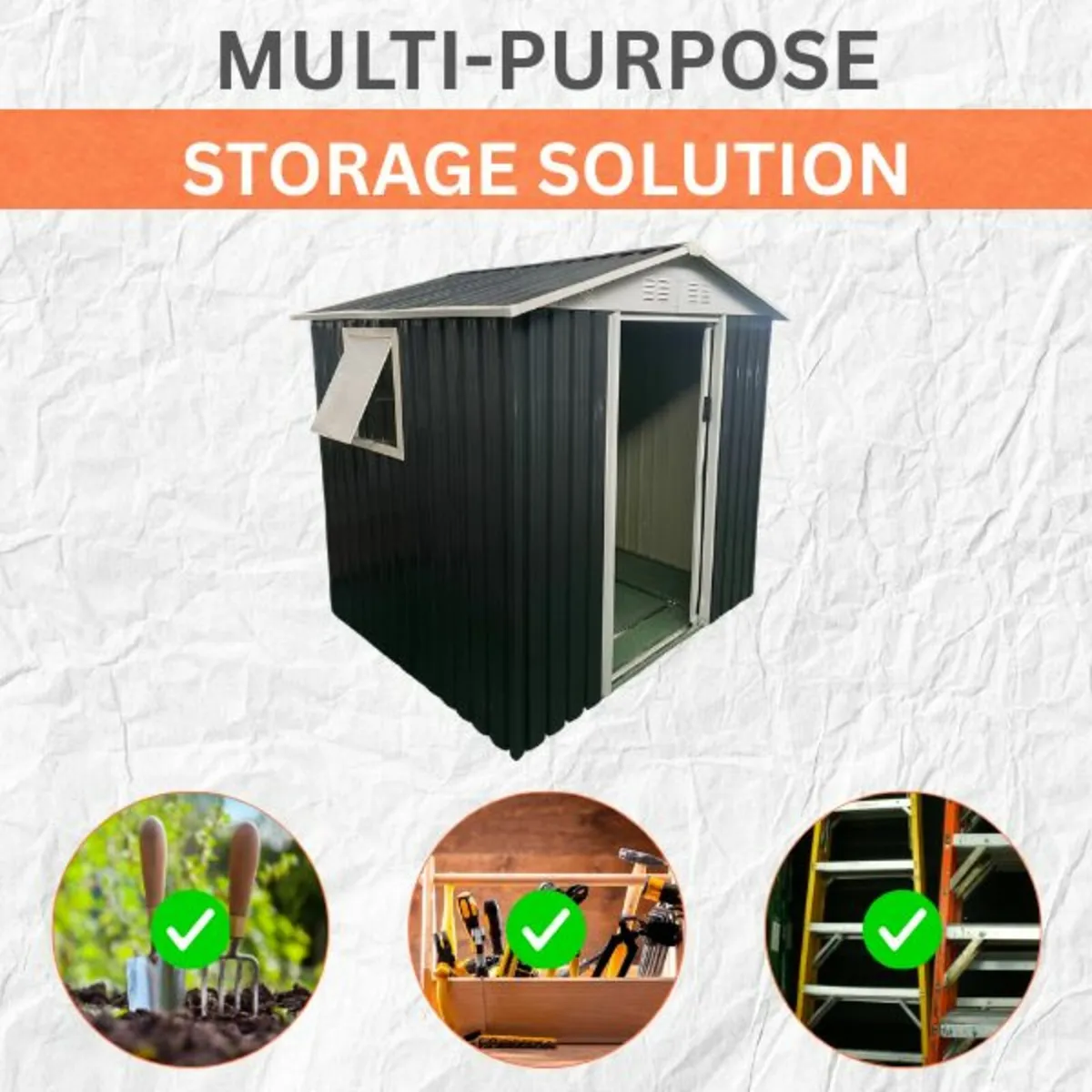 6×5FT Apex Roof Metal Garden Shed with Windows - Image 2