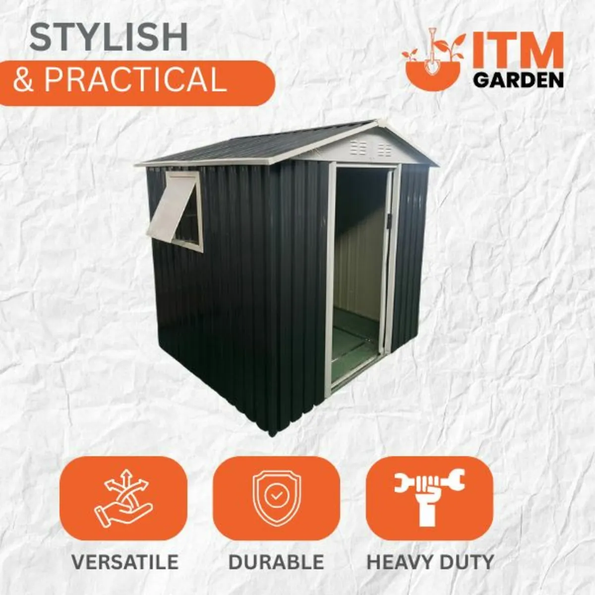 6×5FT Apex Roof Metal Garden Shed with Windows - Image 3