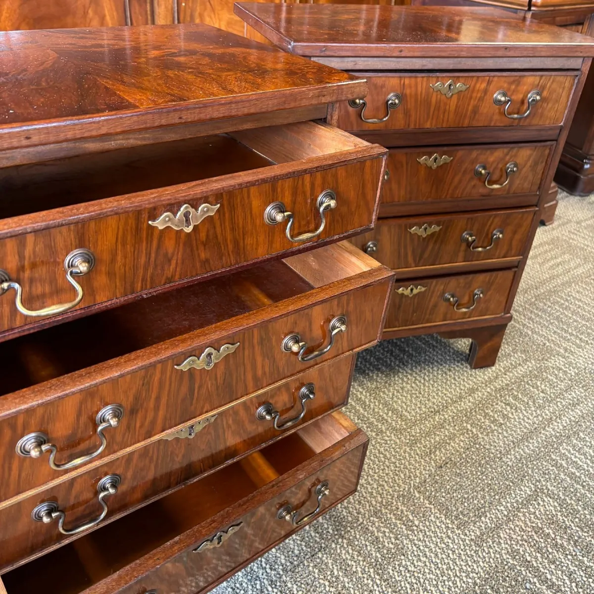 Fabulous mahogany flamed pair of side lockers - Image 1