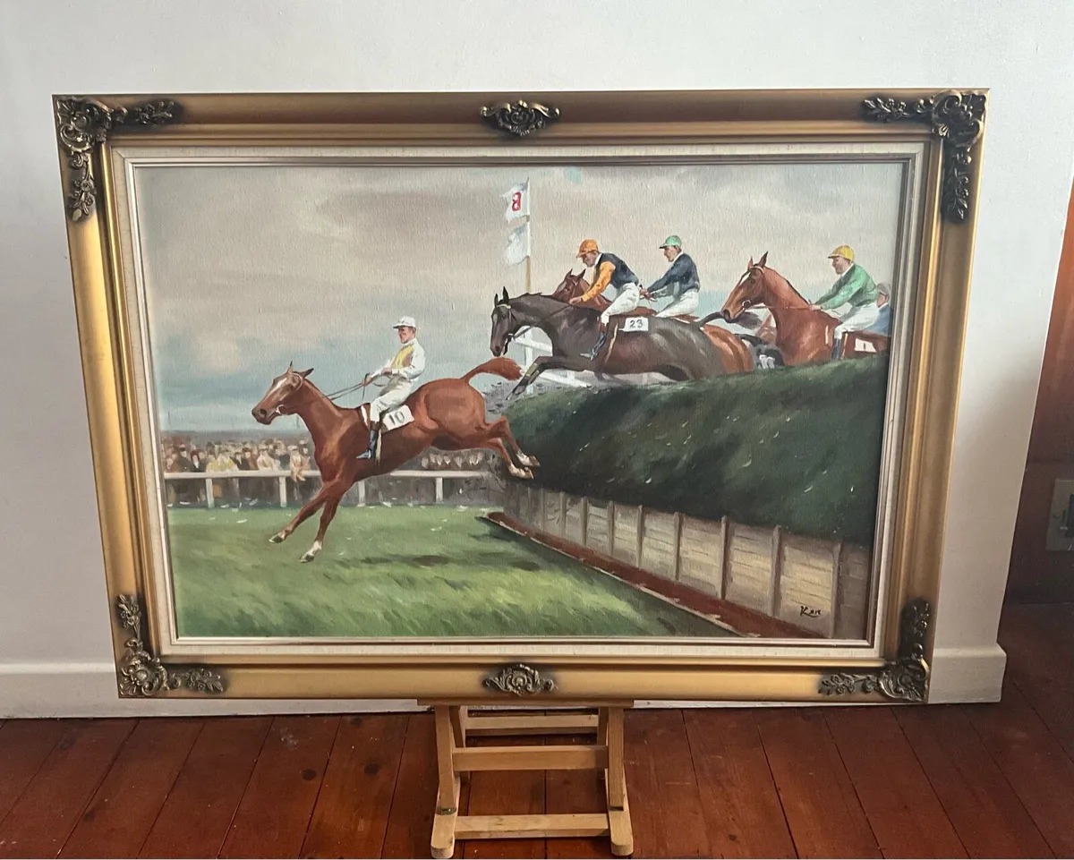 Extra Large Racing Painting - Signed - Image 1