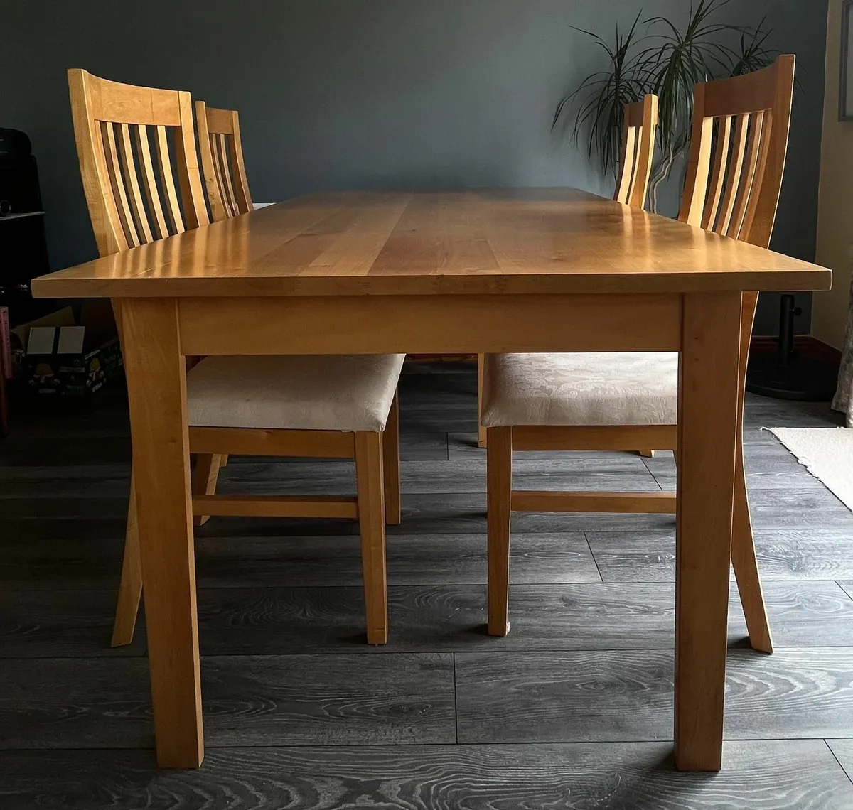 Solid Maple Table & 6 High Backed Maple Chairs - Image 1