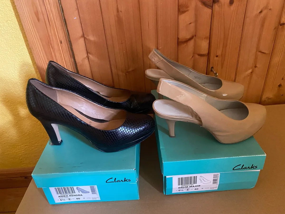 2 pairs of Clark’s (wide fit) Shoes and Sling-back - Image 1