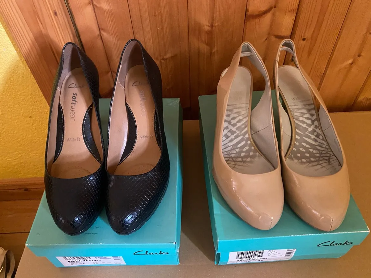 2 pairs of Clark’s (wide fit) Shoes and Sling-back - Image 2