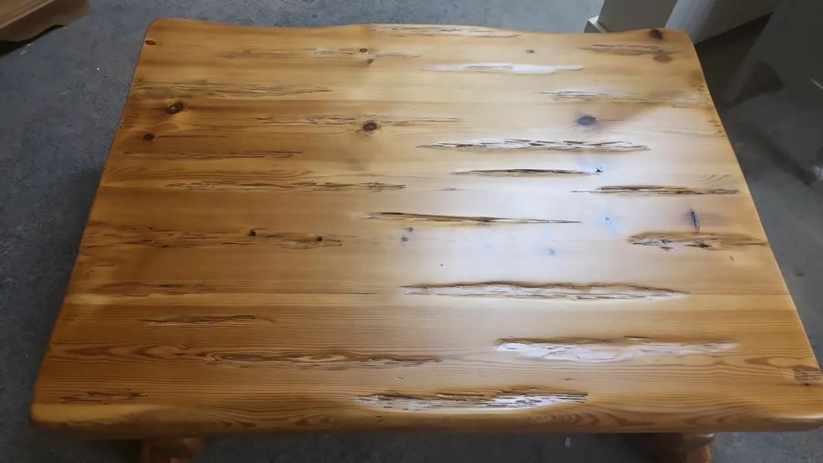 Vintage reclaimed pine coffee, side table - Image 2