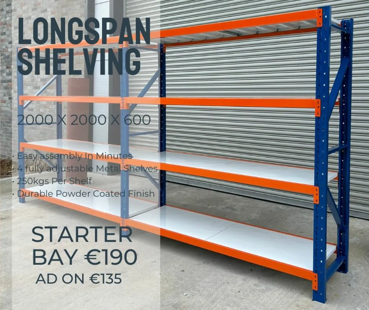 Longspan shelving ideal for garage or workshops - Image 1