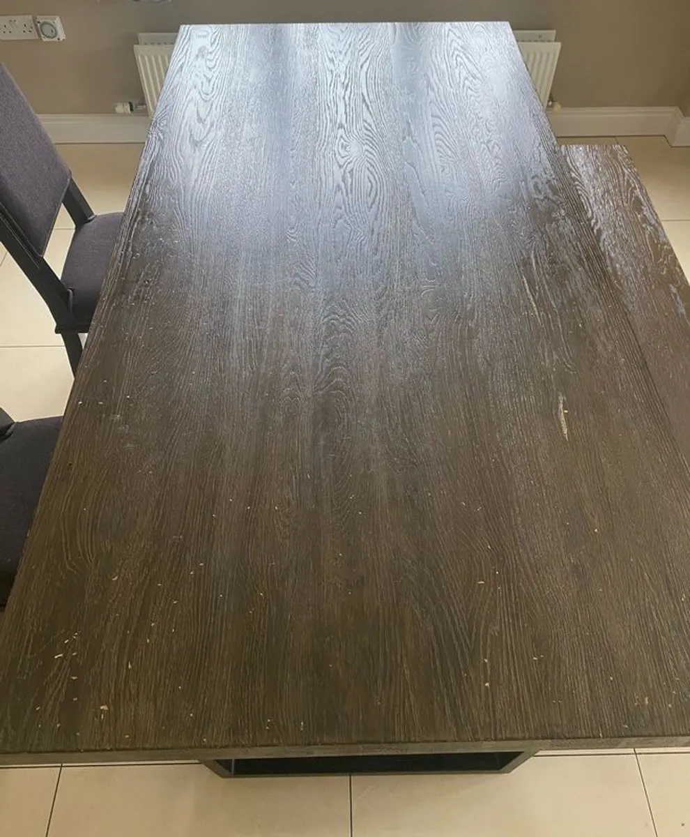 Modern Dark Wood Dining Table with Bench + 2 Laura Ashley Chairs - Image 3