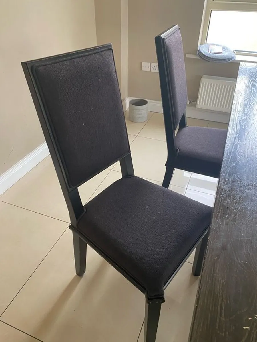 Modern Dark Wood Dining Table with Bench + 2 Laura Ashley Chairs - Image 4