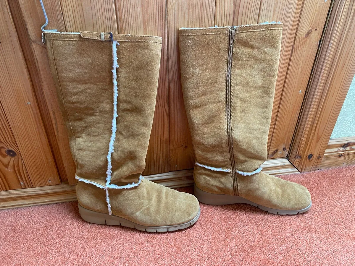 ‘Aerosoles’ cozy Knee Boots. Caramel. Furlined. - Image 3