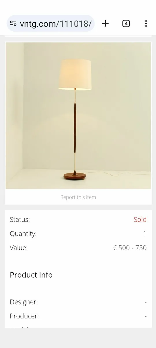 Mid-Century 1950's teak & brass floor lamp - Image 3