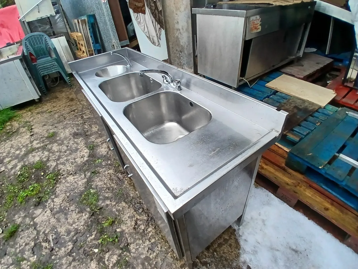 Stainless steel cabbinet double sink unit complete - Image 4